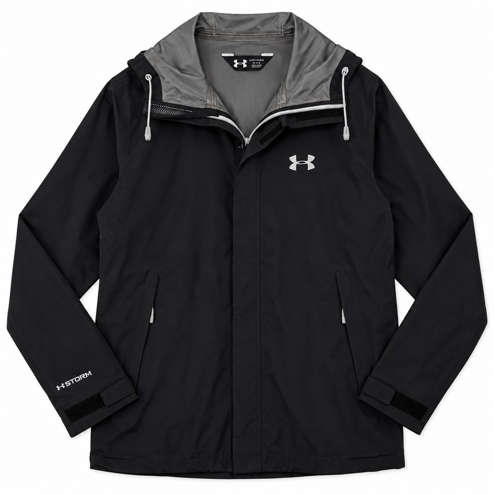 Under Armour Storm Cloudstrike Jacket Mens Medium Black Rain Windbreaker Hooded